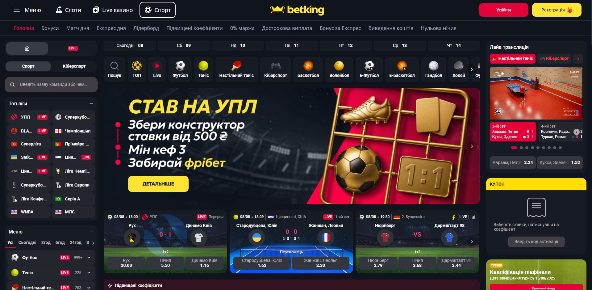 Ставки на спорт в Betking 2025