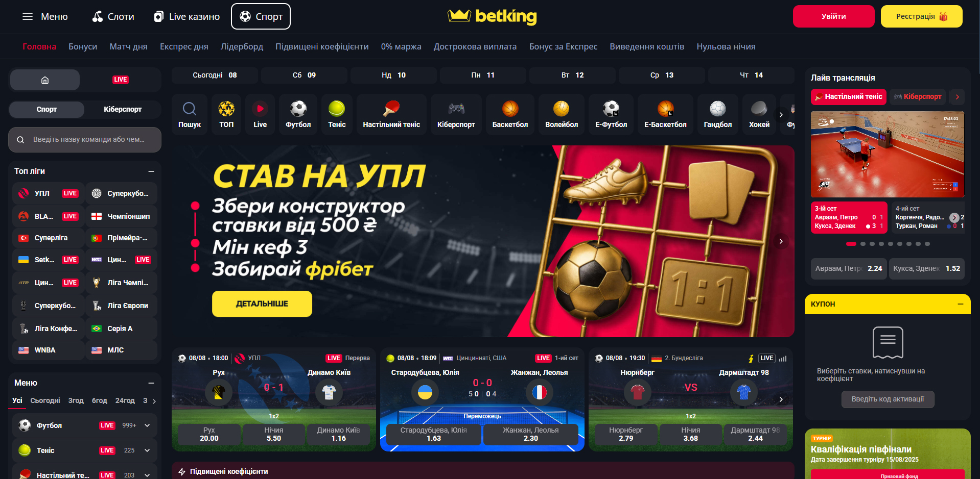 Ставки на спорт у Betking 2025
